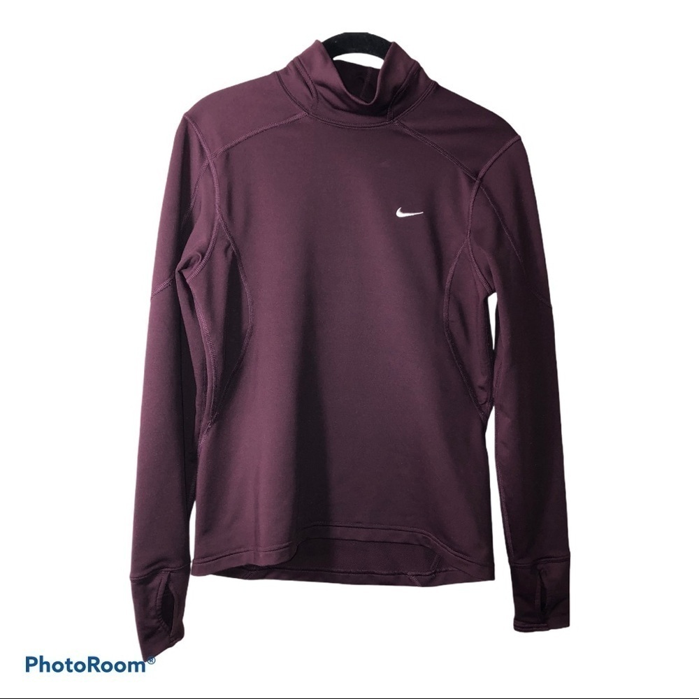 NIKE Fit Dry Mock Neck Thumbhole Pullover Long Sleeve Top Sz S